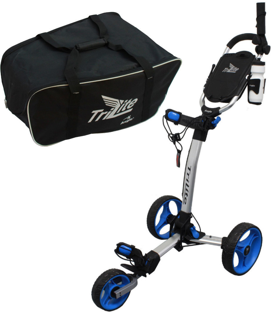 Axglo TriLite 3-Wheel Trolley Grey/Blue SET Šedá-Modrá Manuální golfové vozíky Axglo