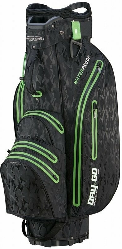 Bennington Dry GO 14 Grid Orga Water Resistant With External Putter Holder Black Camo/Lime Cart Bag Bennington