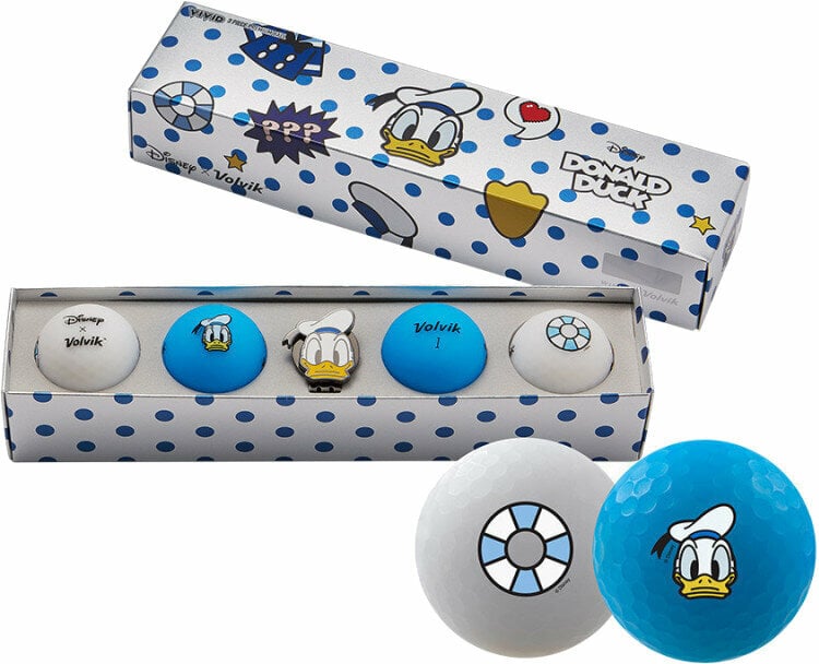 Volvik Vivid Disney Characters 4 Pack Golf Balls Donald Duck Plus Ball Marker White/Blue Volvik