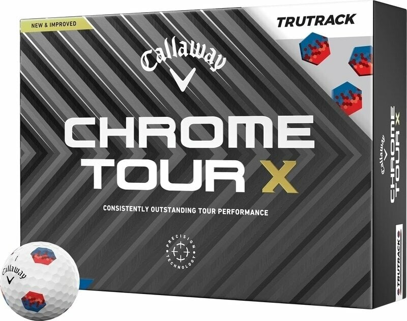 Callaway Chrome Tour X White Golf Balls Red/Blue TruTrack Callaway