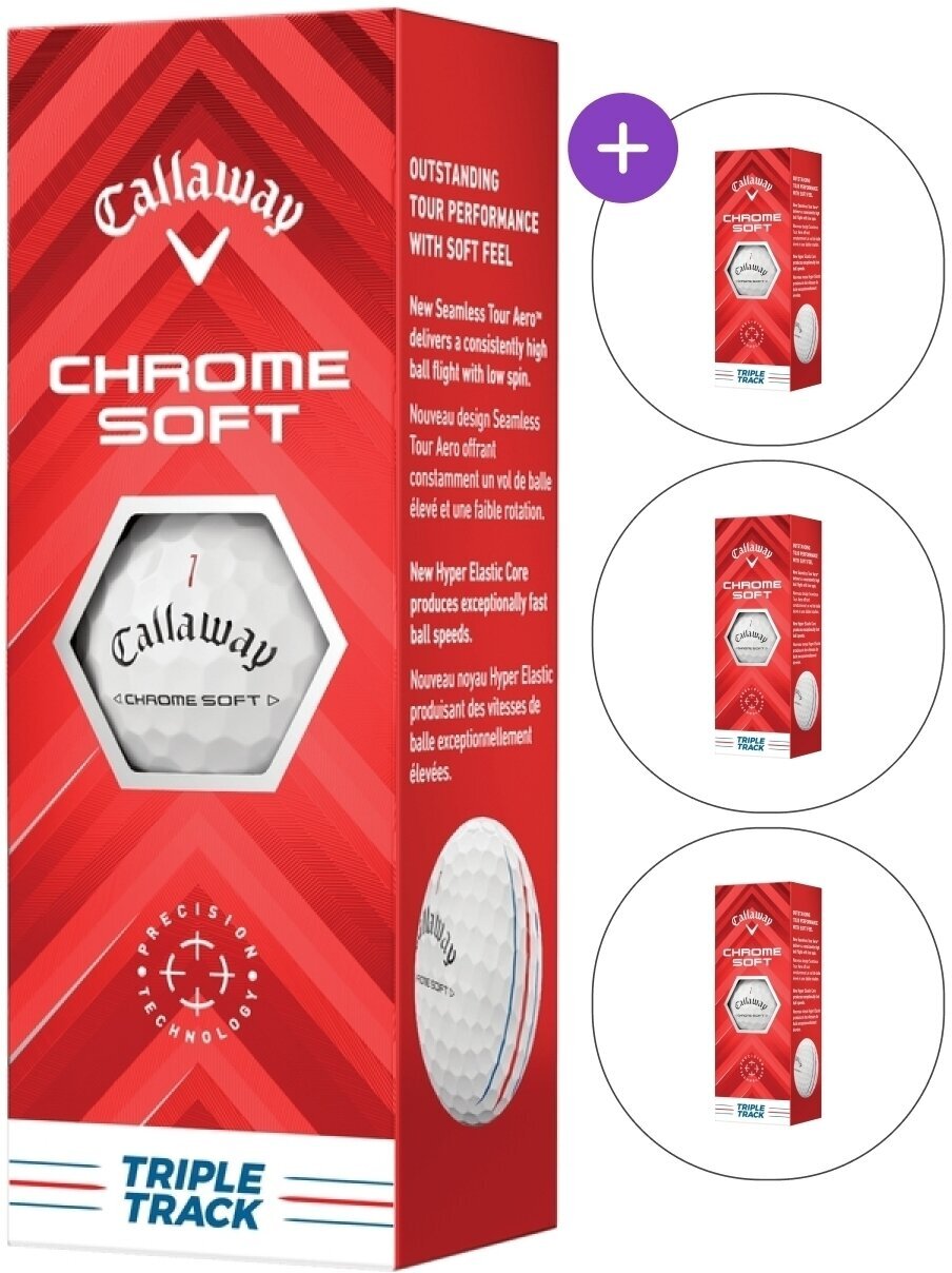 Callaway Chrome Soft 2024 White Golf Balls Triple Track 3 Pack (4x3 Balls) SET Callaway