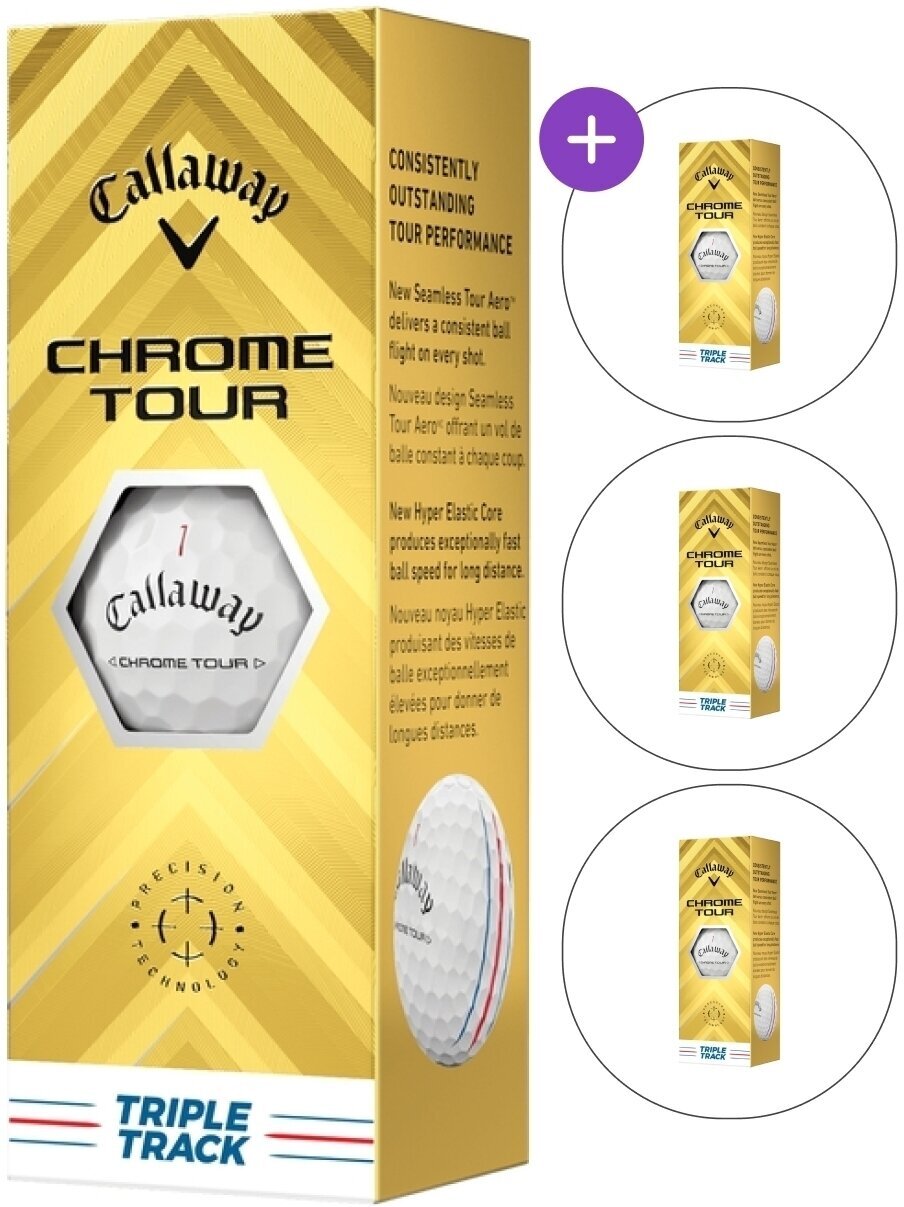 Callaway Chrome Tour White Golf Balls Triple Track 3 Pack (4x3 Balls) SET Callaway
