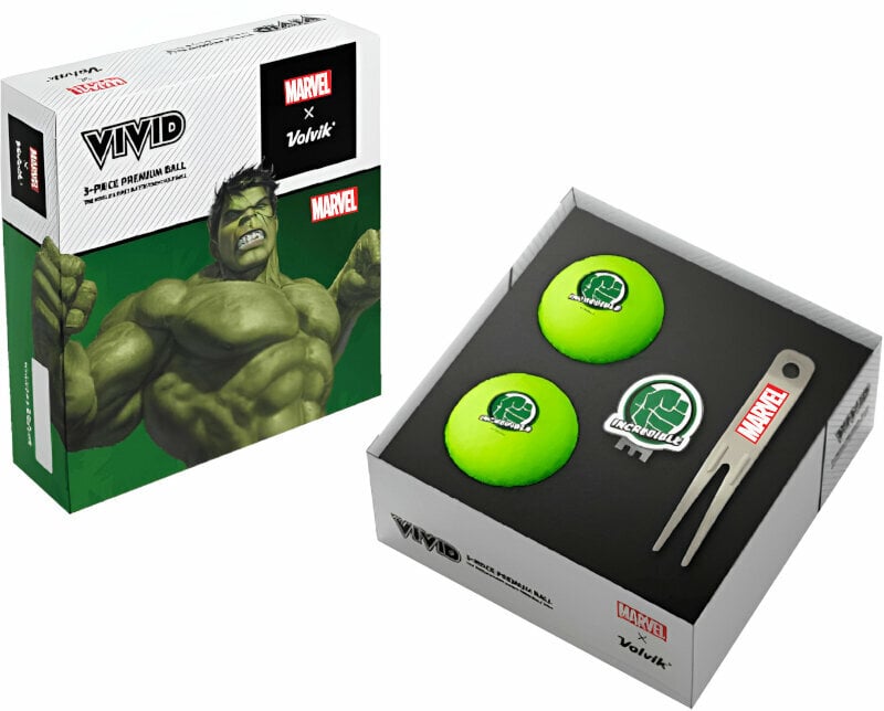 Volvik Marvel Hulk 2 Pack Golf Balls Plus Marker and Pitchfork Volvik