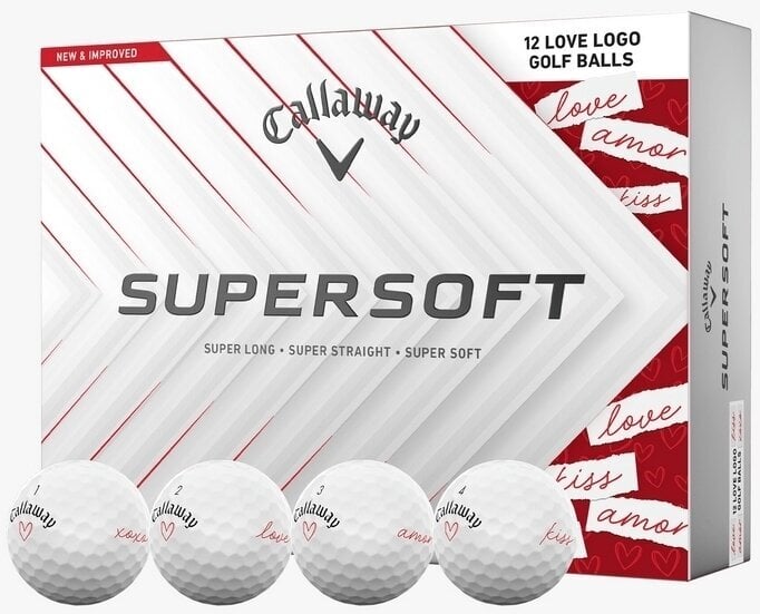 Callaway Supersoft 2025 White Valentine Golfové míčky Callaway