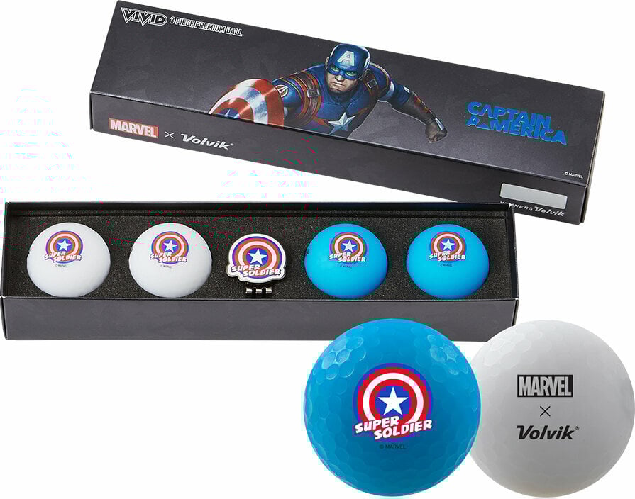 Volvik Vivid Marvel 2.0 4 Pack Captain America Golfové míčky Volvik